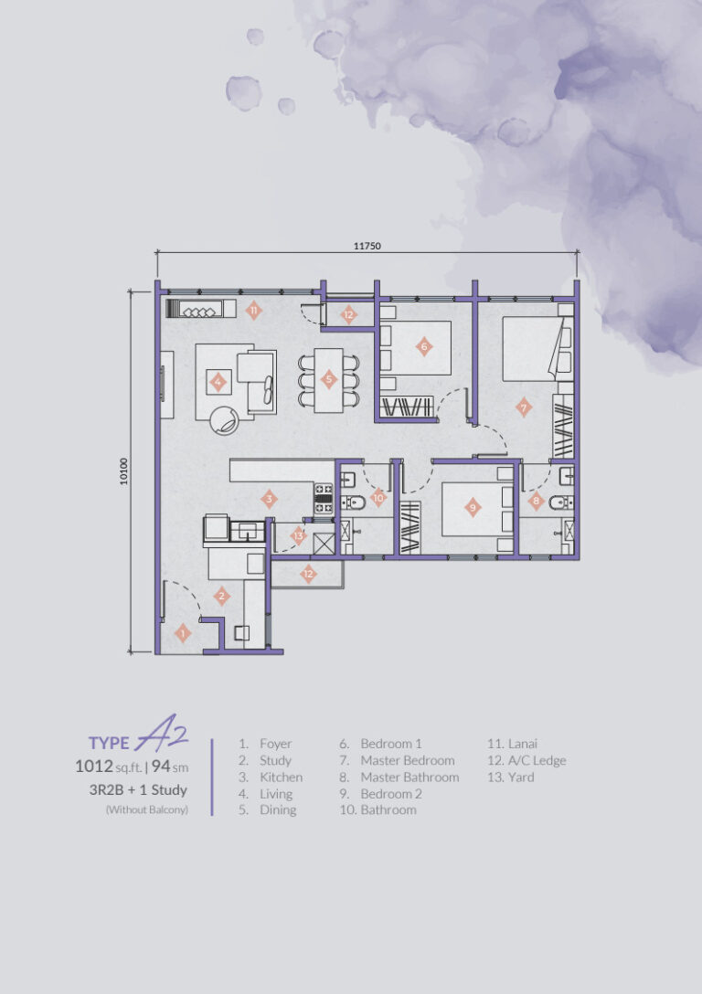 1012 sqft 3+1R2B Type A2